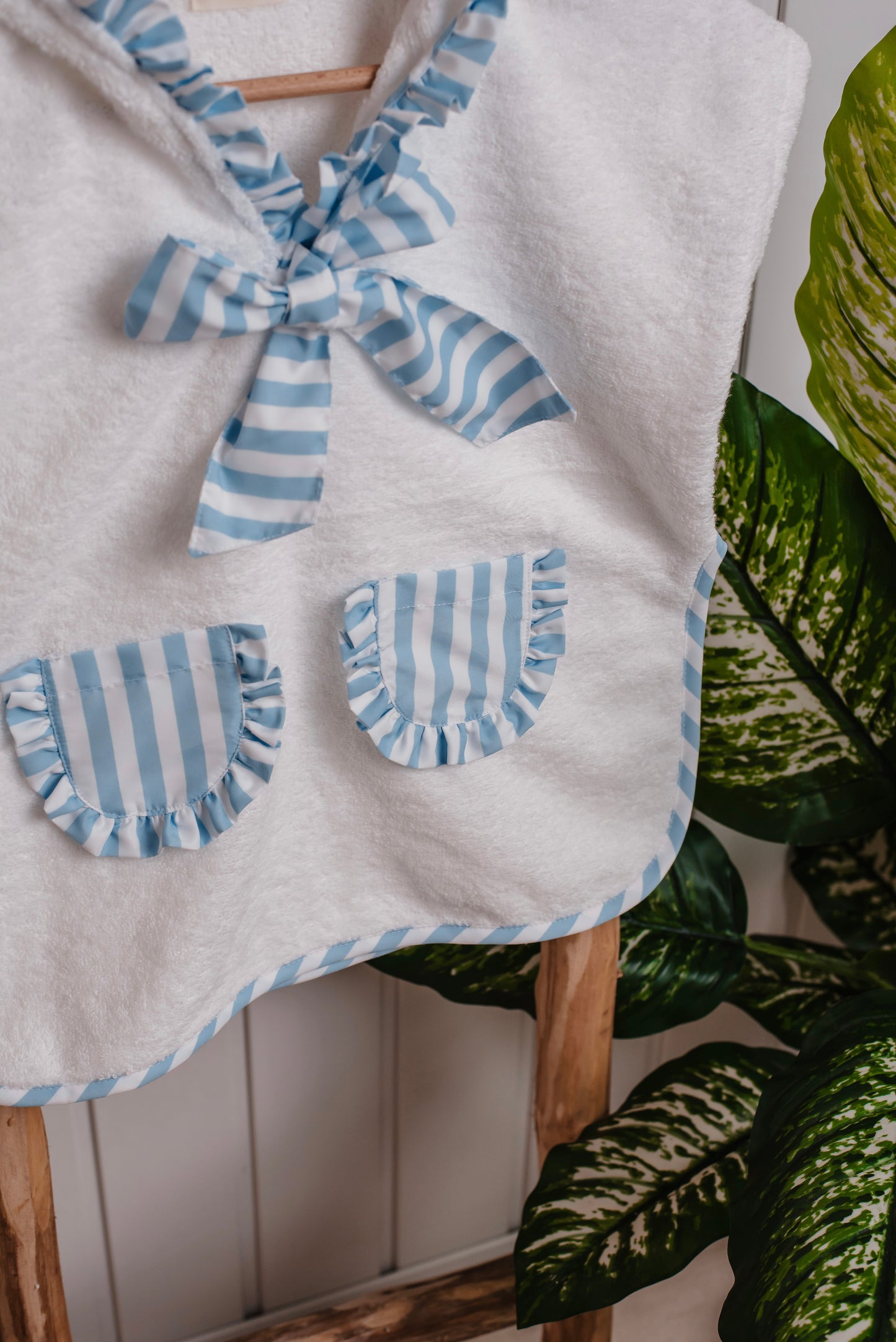 Blue Stripes Girls Poncho