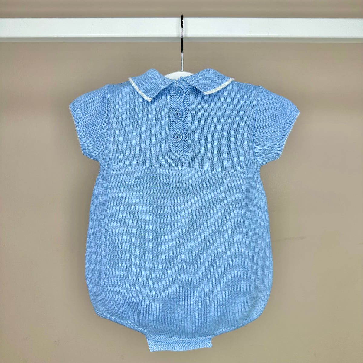 Blue Knitted Polo Romper