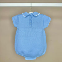 Blue Knitted Polo Romper