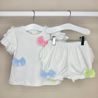 White Short Set With Bows