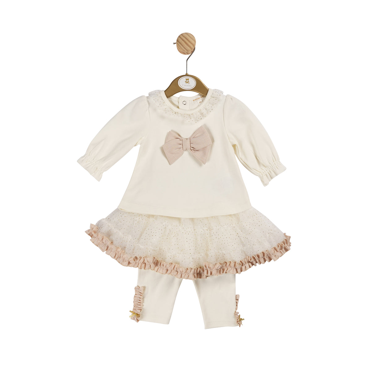 Girls Ivory & Gold Tutu Legging Set