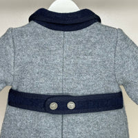 Grey Marae Coat With Navy Trim