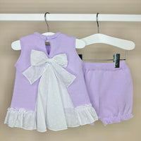 Lilac Girls Bow Bloomer Shorts Set