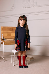 Navy Tartan Jersey Dress