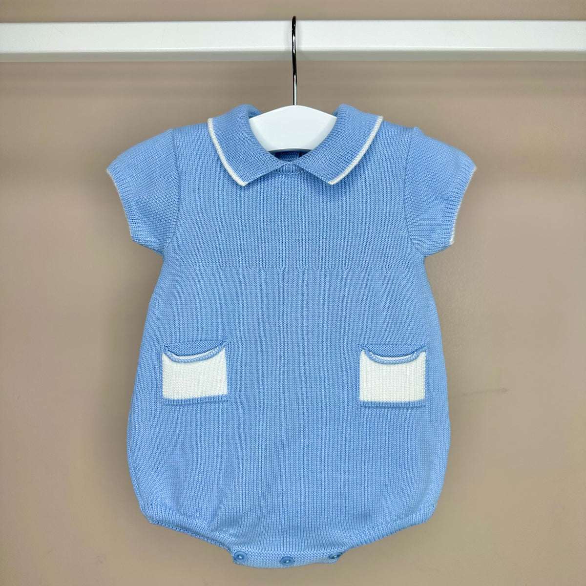 Blue Knitted Polo Romper