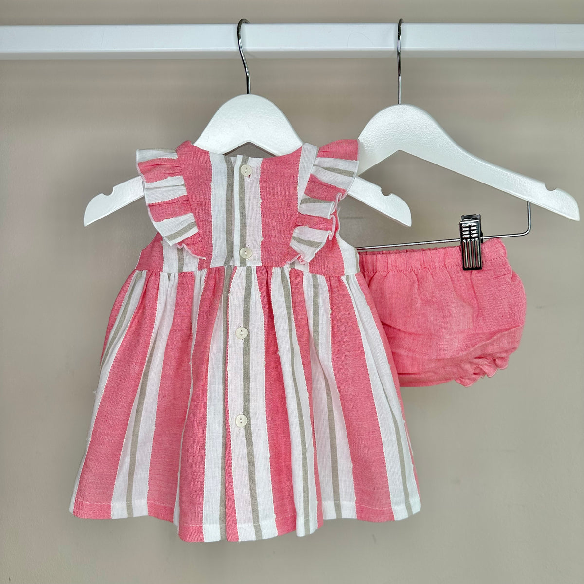 Hot Pink Stripe Dress & Pant Set