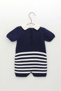Navy Knitted Romper With Duck