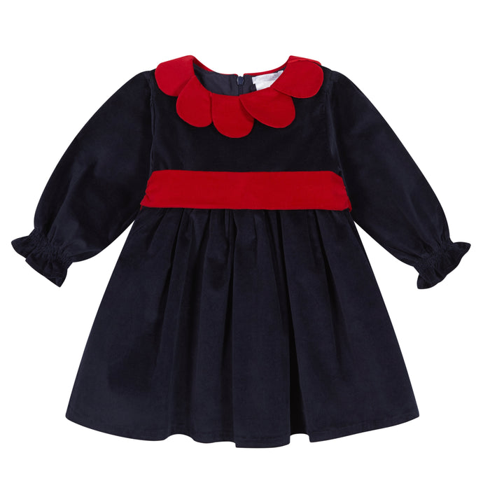 Navy & Red Velvet Dress