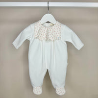 Ivory Floral Velour Babygrow