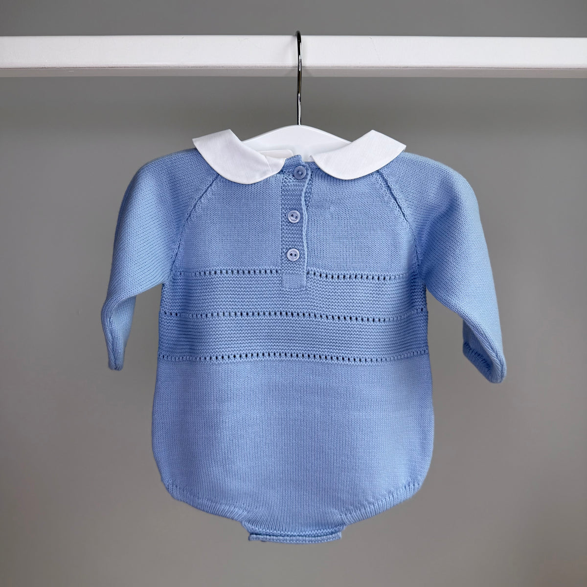 Blue Knitted Peter Pan Collar Romper