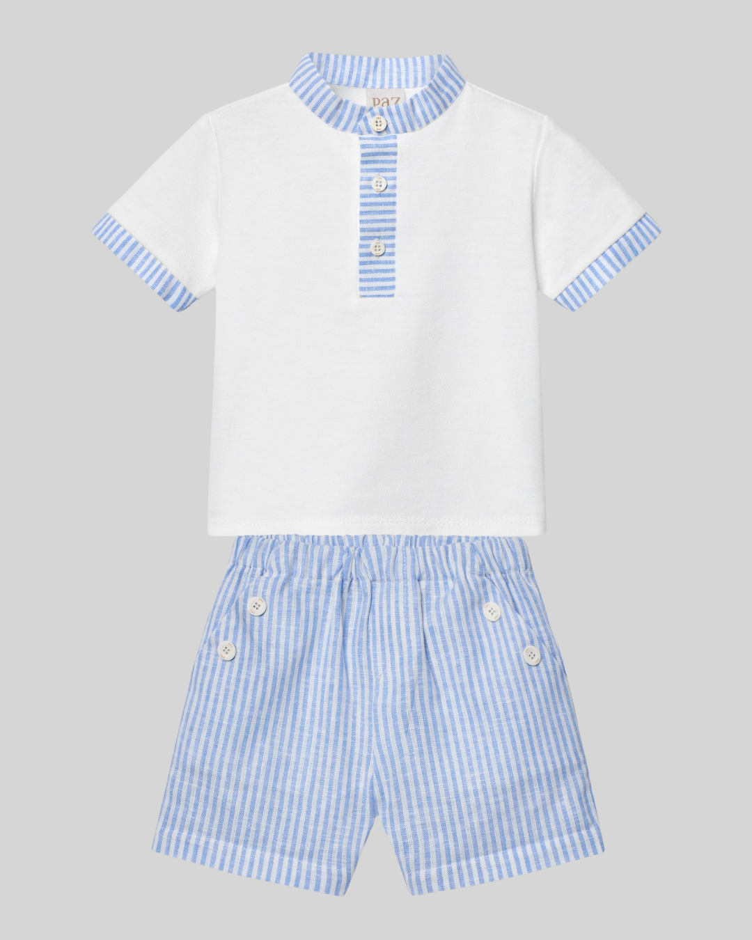 Blue Stripe Shorts Set