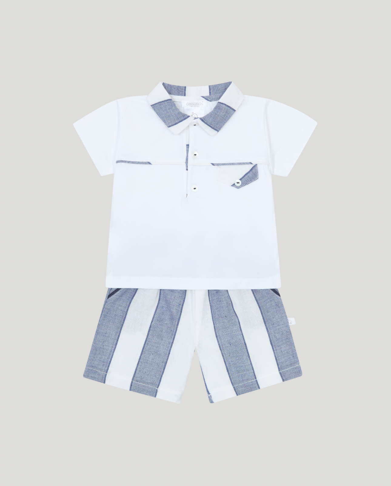 Navy & White Shorts Set