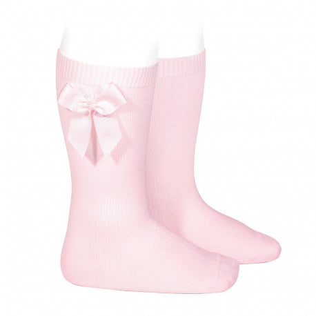 Pale Pink Bow Knee High Socks