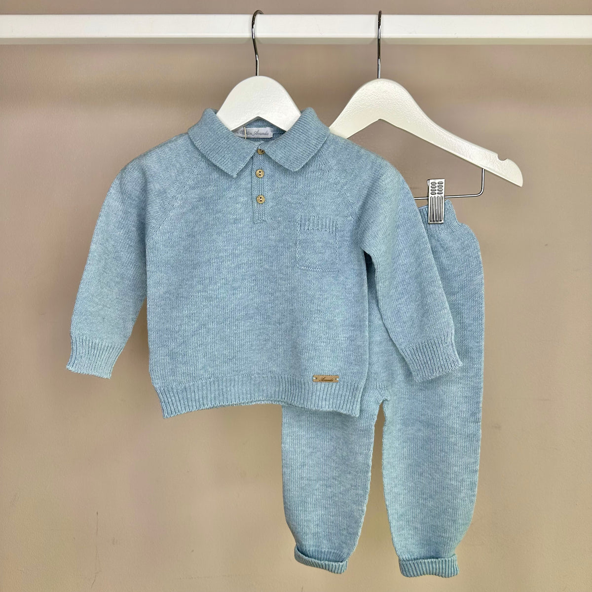 Blue Knitted Polo Tracksuit