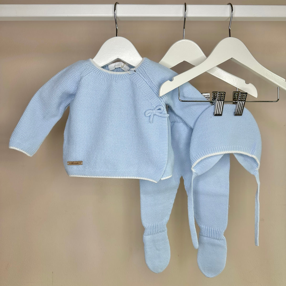 Blue Knitted Crossover Baby Set