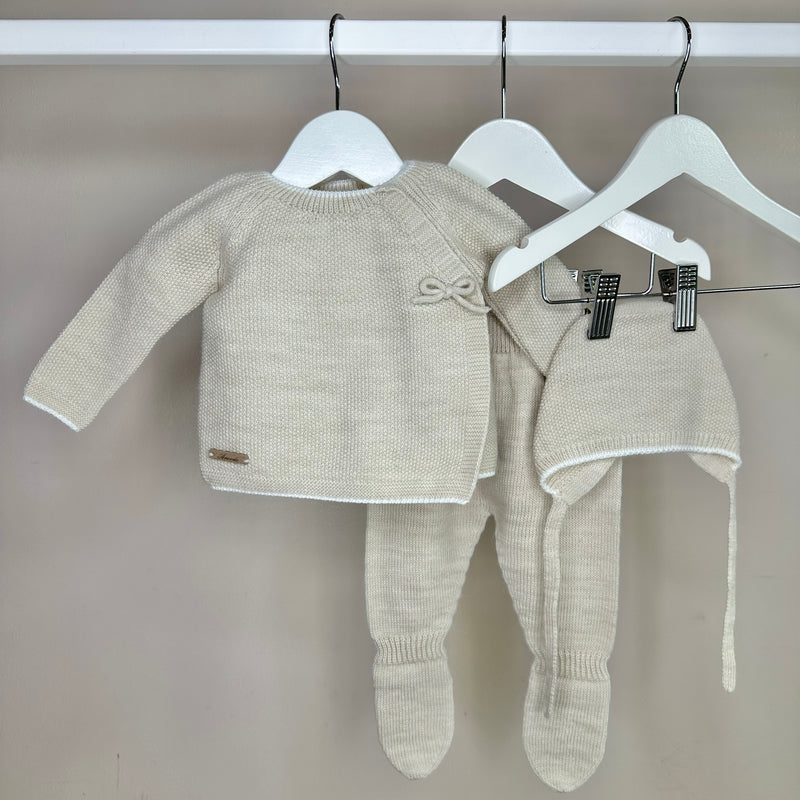 Beige Knitted Crossover Baby Set