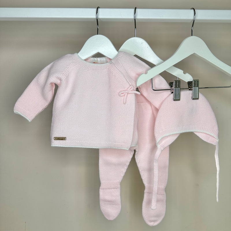 Pink Knitted Crossover Baby Set