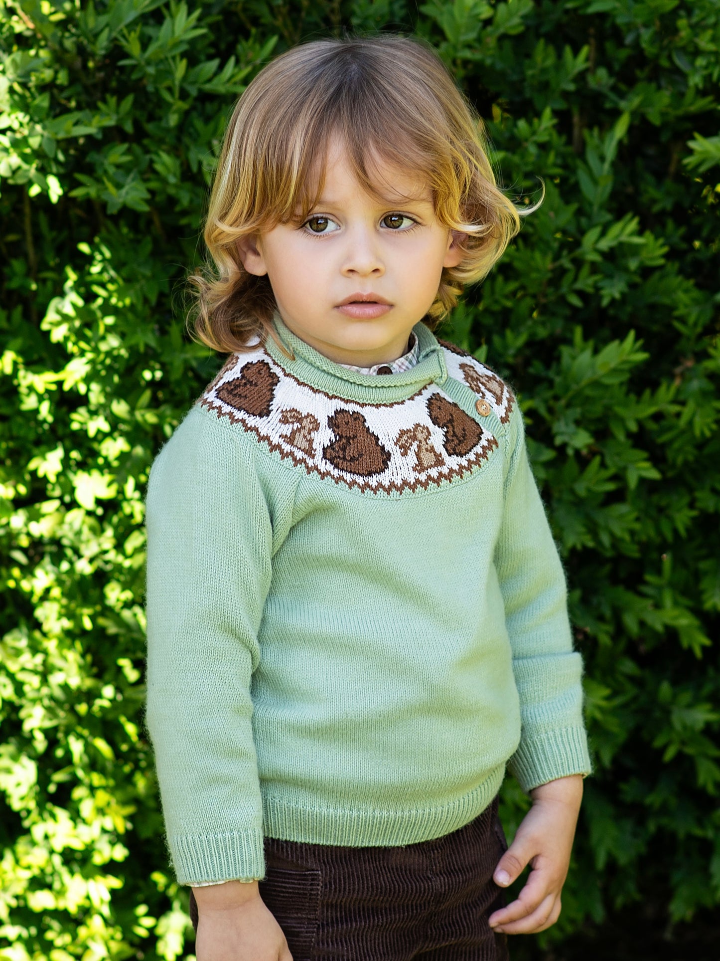 Green Knitted Bear Jumper