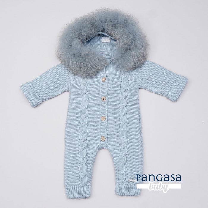 Powder Blue Cable Knitted Pramsuit