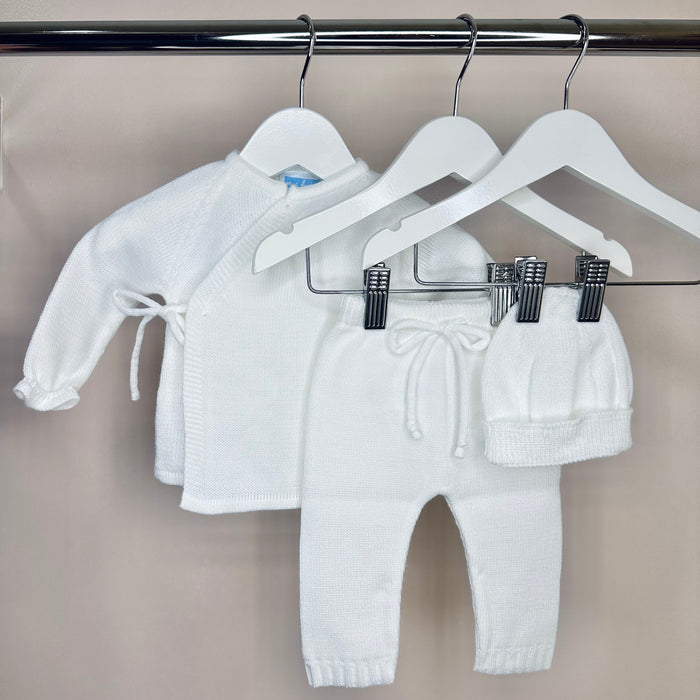 White Knitted Baby Pant Set