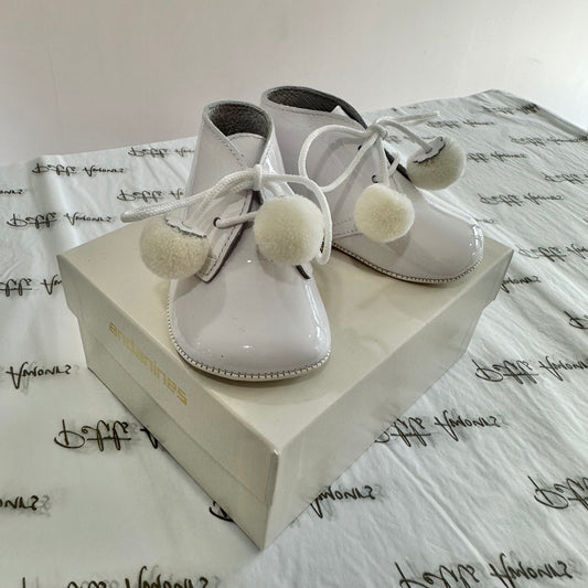 White Pom Pram Boots