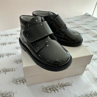 Grey Patent Velcro Boots