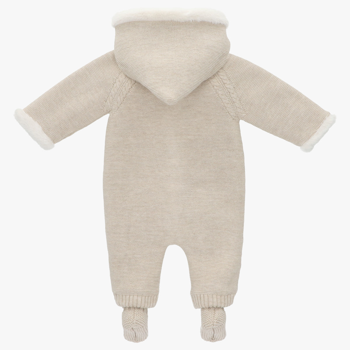 Beige Knitted Pramsuit With Faux Lining