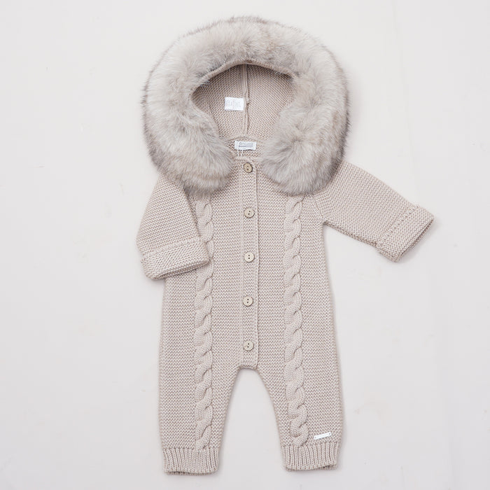 Sand Cable Knitted Pramsuit