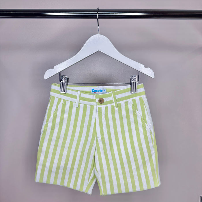 Lime Green Stripe Shorts