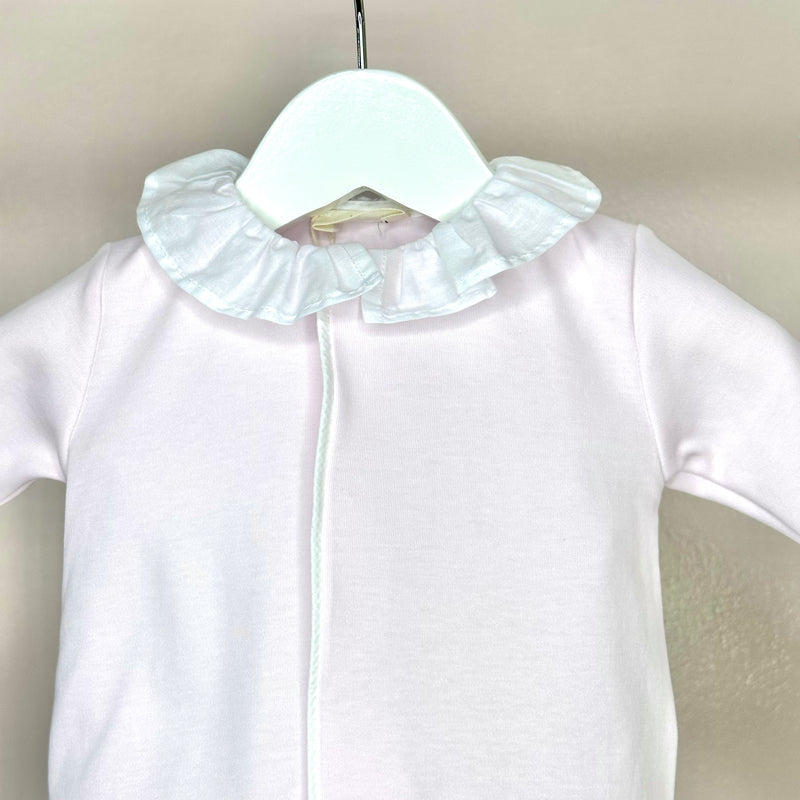 Pink Frilly Collar Cotton Angel Wing Babygrow