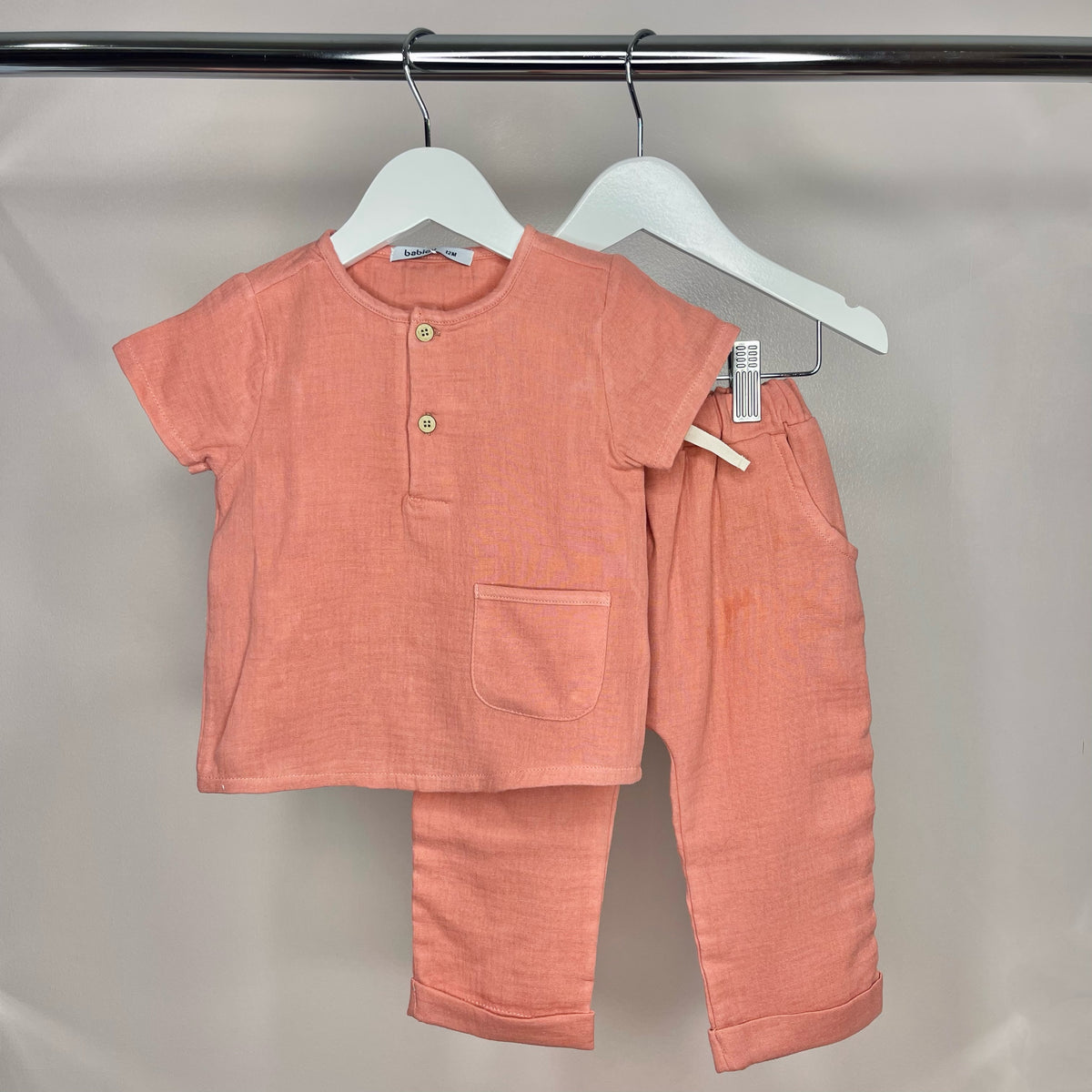 Brick Red Cheesecloth Trouser Set