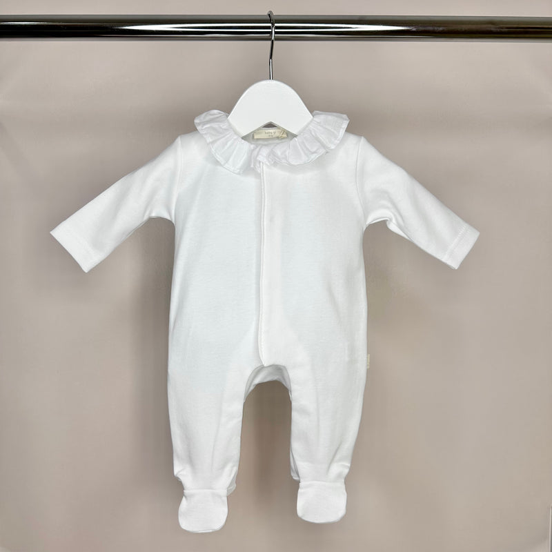 White Frilly Collar Cotton Angel Wing Babygrow