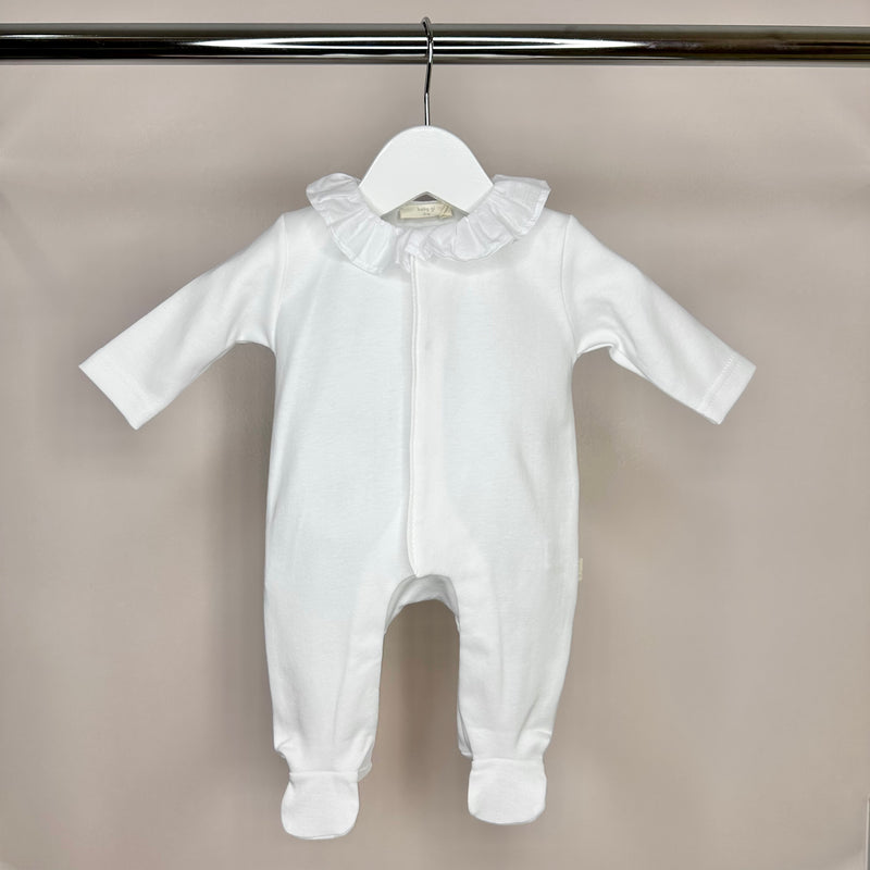 White frilly online baby grow