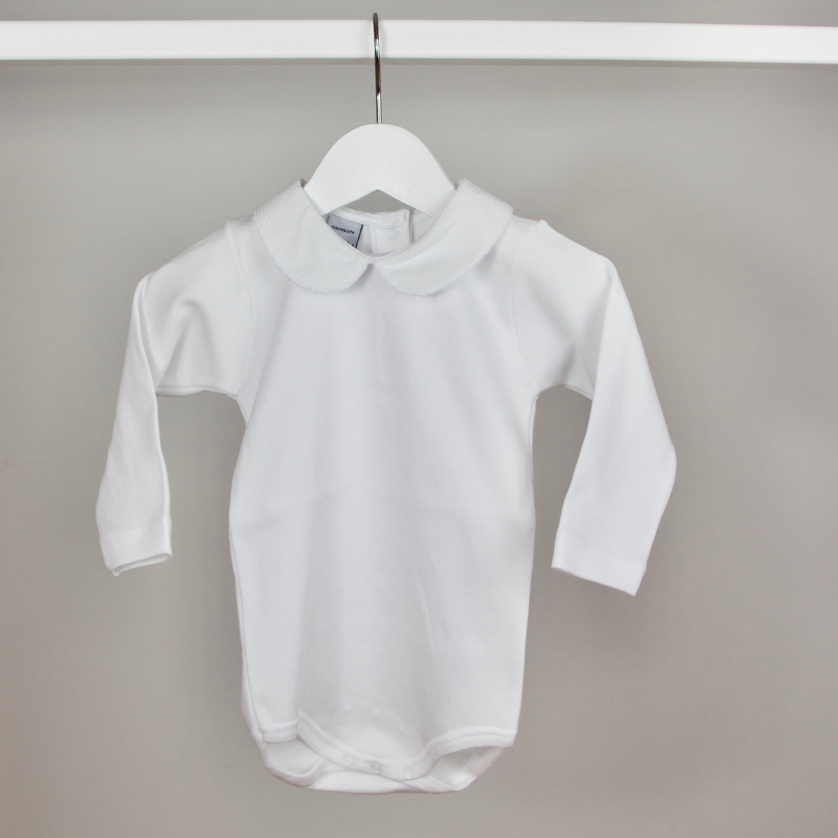 White Long Sleeve Peter Pan Collar Bodysuit - Main Image