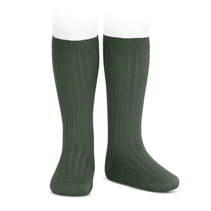 Green Ribbed Knee High Socks