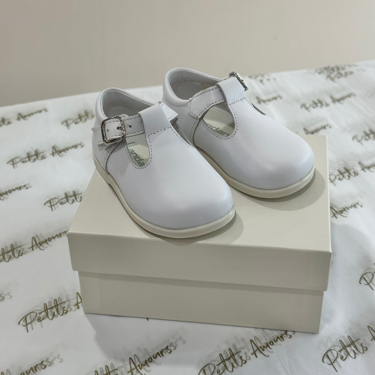 White Leather First Walker Shoes Petits Amours